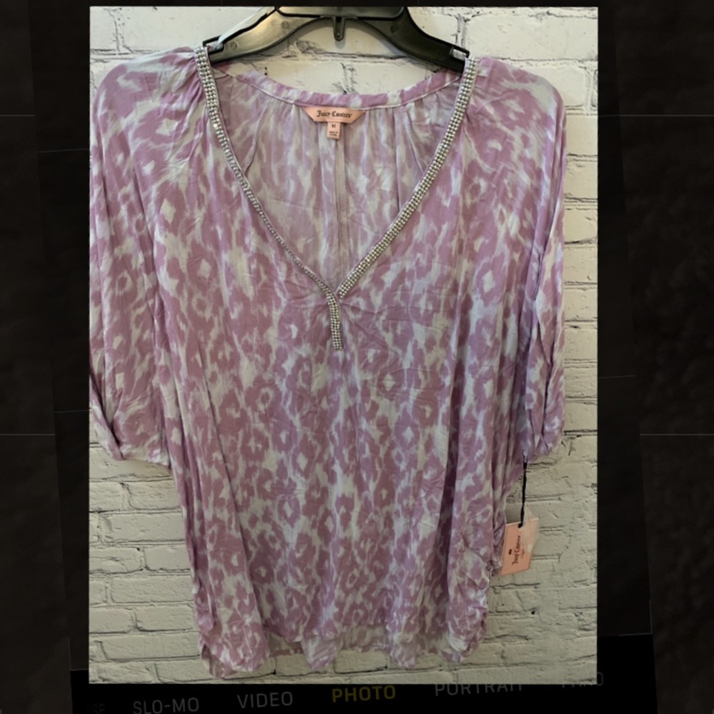 NWT JUICY COUTURE top in lilac leopard print